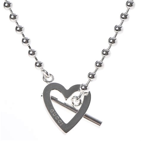 gucci trademark silver heart necklace|gucci toggle heart necklace.